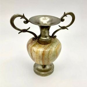 Vintage ONICE Stone Carved Miniature Vase 4” Tall, Italy